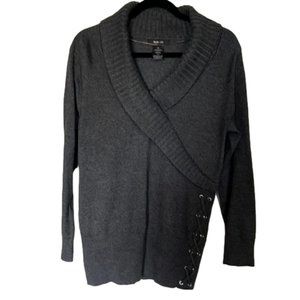 Style &Co Grey Shall Collar Sweater Size Lg